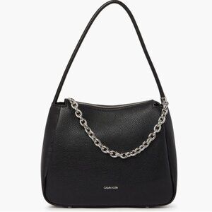 RARE Calvin Klein Harley Shoulder Bag, black pebbled vegan leather EUC